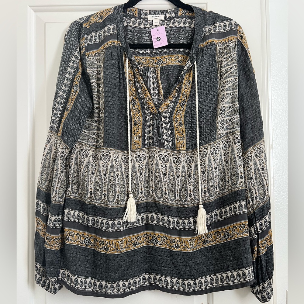 Dylan Paisley Tassel Blouse
